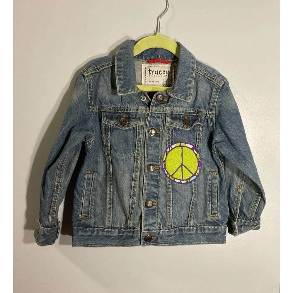 Custom made Peace love hippie Oshkosh Jean Jacket girls size 4